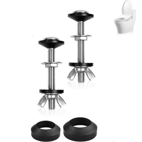 Kit de 2 juntas para la cisterna del inodoro, de una sola pieza con tornillos de acero inoxidable, junta y arandelas para la taza, compatible con la mayoría de los inodoros.