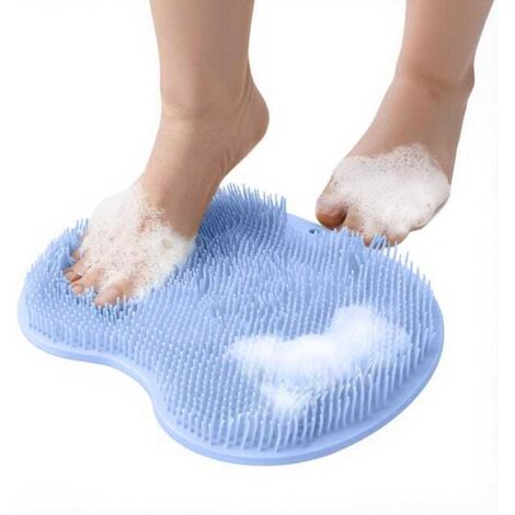 Cepillo para pies para ducha, exfoliante para pies con ventosas antideslizantes, almohadilla de masaje para ducha (azul)