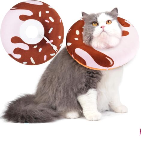 Collar protector lavable para la recuperación postoperatoria, apto para gatos y perros, collar de cuidado, 1 unidad, talla S, color marrón.