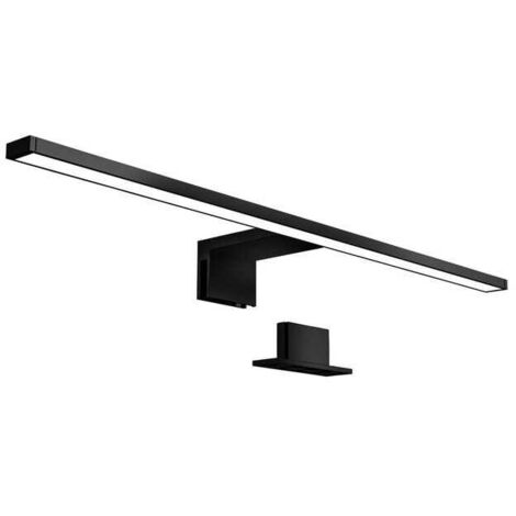 Aplique LED de pared para baño - cromado - 8W 780lm - 4000K - IP44 - montaje en pared y clip para espejo, negro.