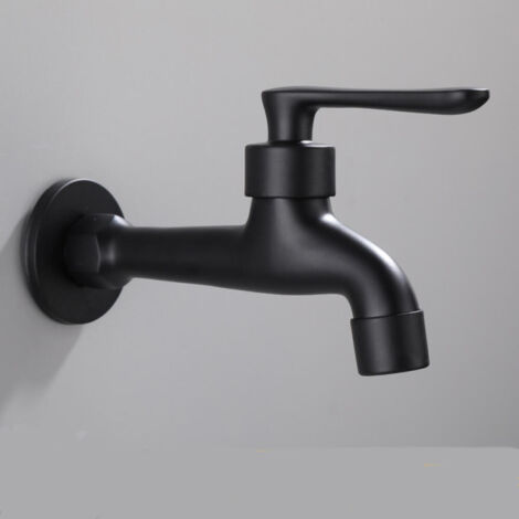 Grifo negro de agua fría, grifo mural para fregadero de fregona, grifo monomando, grifo de agua fría, grifo de jardín, modelo largo.