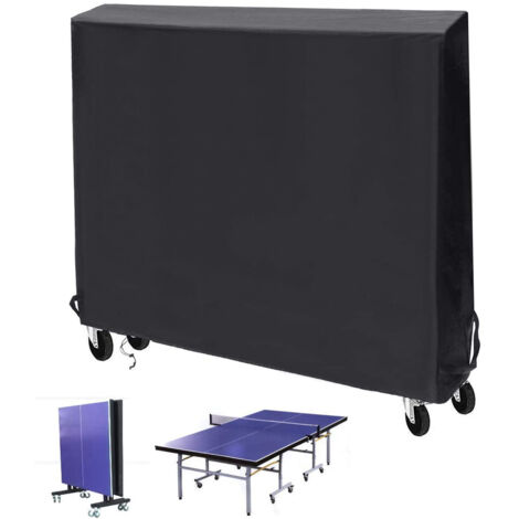 Funda impermeable para mesa de ping-pong, funda para mesa de ping-pong de jardín, tejido Oxford 210D, negro (165 x 70 x 185 cm)
