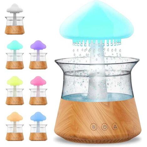 Humidificador 2 en 1 con forma de hongo, control remoto, lámpara de agua con forma de hongo, acabado imitación madera, humidificador para dormitorio.