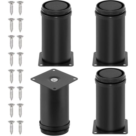 Juego de 4 patas para muebles de 6 cm, ajustables, redondas, de acero inoxidable, para armarios, sofás, estanterías, mesas y muebles de fácil montaje.