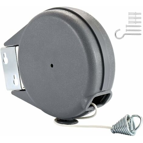 Tendedero retráctil de 15 metros, tendedero retráctil de pared, apto para uso interior y exterior, equipado con una cuerda ajustable.