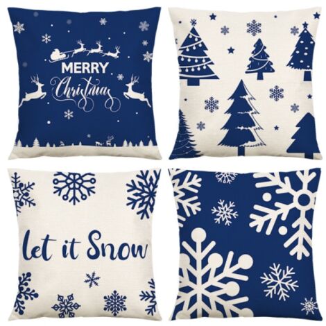 Fundas de almohada de lino para Navidad e invierno, fundas decorativas para cojines de sofá.