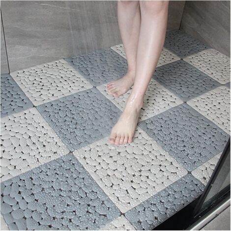 Alfombrillas antideslizantes para la ducha, alfombrillas de drenaje antideslizantes, alfombrillas impermeables de TPE con ventosas, 4 grises y 4 marrones.