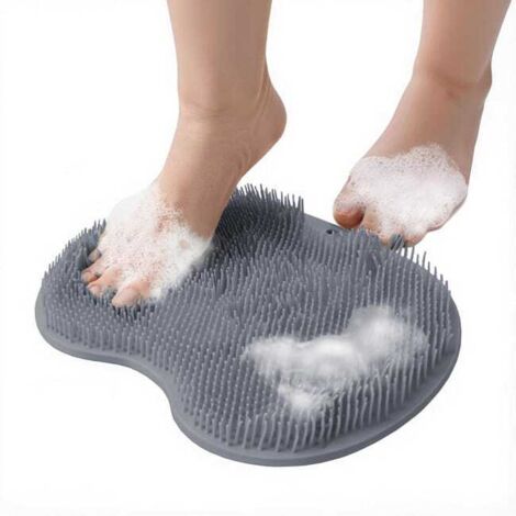 Cepillo para pies para ducha, exfoliante para pies con ventosas antideslizantes, almohadilla de masaje para ducha (gris)