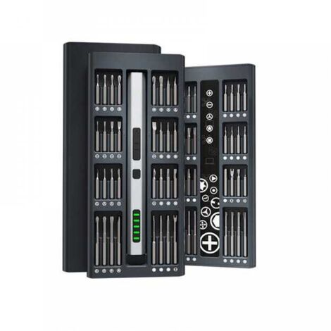 Kit de destornillador eléctrico de precisión 66 en 1 con pantalla LED y luz para reparación de PC, electrónica y bricolaje (1 juego)