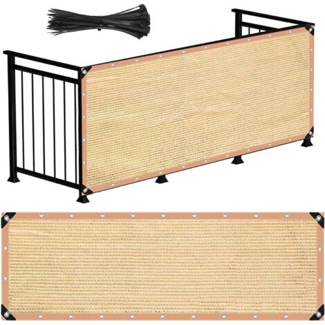 Lona para balcón de HDPE impermeable y resistente al viento, resistente a los rayos UV, con correas de fijación, (amarilla), 1 x 4 metros.