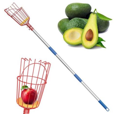 Herramienta retráctil para recoger fruta, pinza para fruta extraíble, pértiga de empalme de 2,4 m y 6 secciones + recolector de fruta