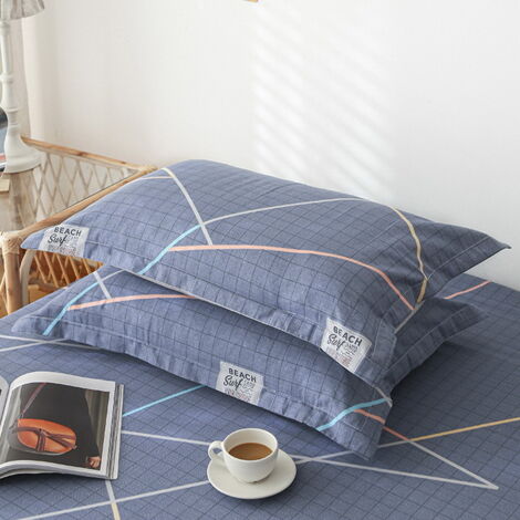 Funda de almohada de sarga de algodón, 4874 cm, funda de almohada para adulto (par) para dormitorio/hogar