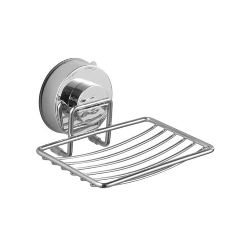 Juego (plateado) de jabonera con ventosa, soporte para esponja de acero inoxidable 304, bandeja de almacenamiento duradera para baño y cocina, no requiere perforación.
