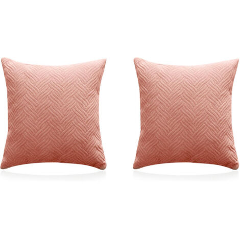 Funda de cojín decorativa (sin relleno), 45 x 45 cm, apta para sofás y camas, algodón acolchado, suave, juego de 2 unidades, rosa.