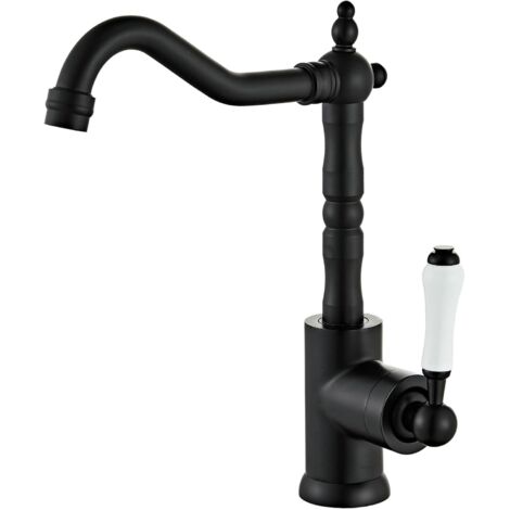Grifo de cocina de latón, monomando monomando, apto para fregaderos de cocina, codo giratorio de 360°, G3/8, negro.