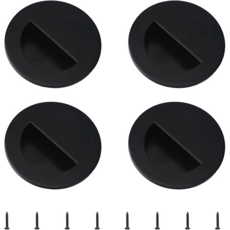 Juego de 4 tiradores empotrados de acero inoxidable de 60 mm para puertas correderas, tiradores ocultos para muebles, con tornillos, color negro.
