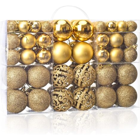 100 adornos navideños de plástico para colgar, perfectos para fiestas navideñas, bodas y otras celebraciones (dorados).