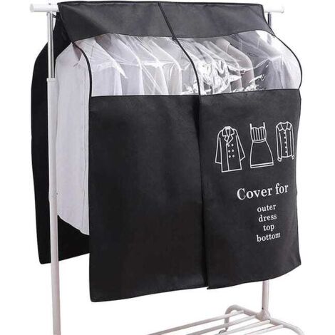 Funda para prendas de vestir, 120 x 120 cm, negra, antipolvo, universal, protector de perchas, 2 unidades.