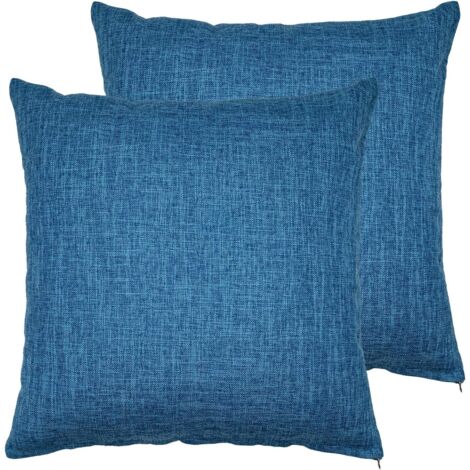 Juego de 3 cojines de lino azul marino para sofá, mesita de noche y funda de almohada grande para respaldo. Relleno de algodón/lino no incluido. Medidas: 55 x 55 cm.