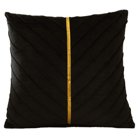 Juego de 2 piezas en color negro, 45x45 cm, funda de almohada decorativa moderna en color dorado para sofá, funda de silla retro suave con cremallera oculta, juego para sala de estar/dormitorio.