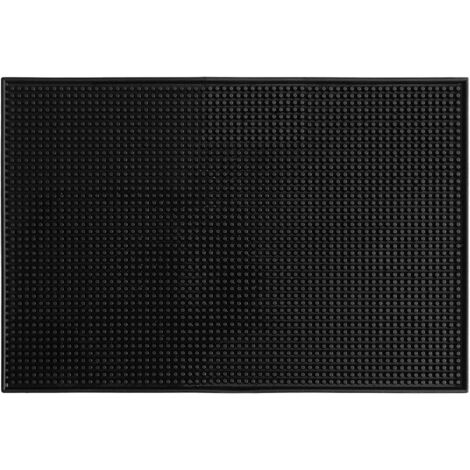 Accesorio grande de color negro para barista con una alfombrilla antigoteo (45x30 cm) para evitar goteos.