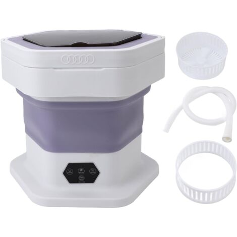 Lavadora portátil, lavadora de viaje pequeña y plegable, adecuada para dormitorios, camping, autocaravanas y otras ocasiones, color morado.