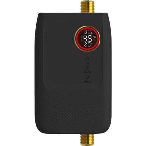 Calentador de agua eléctrico instantáneo, 5500 vatios, 220 voltios, con pantalla digital, apto para cocinas, baños y autocaravanas (negro).