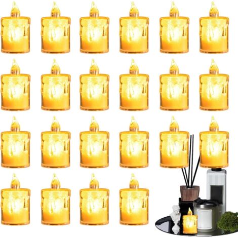 Velas brillantes a pilas, juego de 24 unidades, efecto cristal, ideales para decorar el salón e iluminar banquetes de boda.
