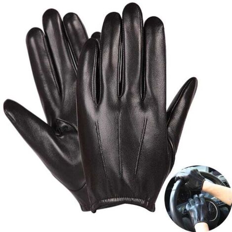 par de guantes de cuero para hombre, impermeables, compatibles con pantallas táctiles, cálidos y resistentes al invierno para conducir motocicletas.