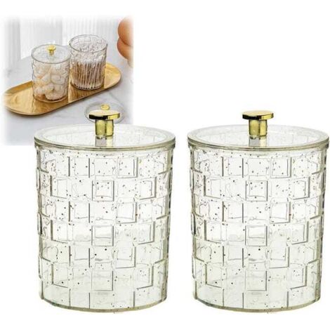Dispensador de bolas de algodón de 2 piezas, caja de almacenamiento para baño, organizador para bolas de algodón/hisopos de algodón