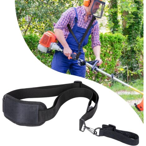 Correa para desbrozadora: cuenta con una correa de hombro de nailon ajustable, resistente y duradera, ideal para jardinería, color negro.