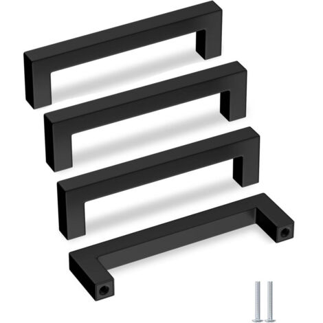 Juego de 4 tiradores para cajones de 16 cm, tiradores para muebles de cocina, de acero inoxidable negro, aptos para tocadores.