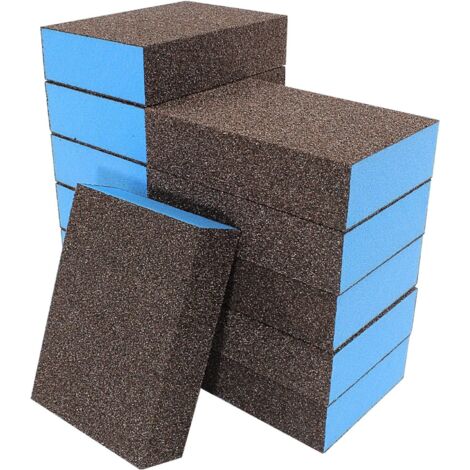 Paquetes de 12 esponjas de papel de lija de grano grueso (malla 120), aptas para placas de yeso, madera, plástico, metal, etc.