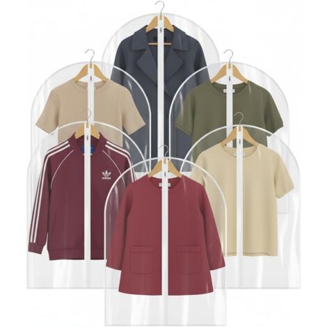 Bolsas de viaje transparentes para ropa - para colgar prendas y camisas - resistentes al polvo y la humedad - juego de 6 (80 cm)
