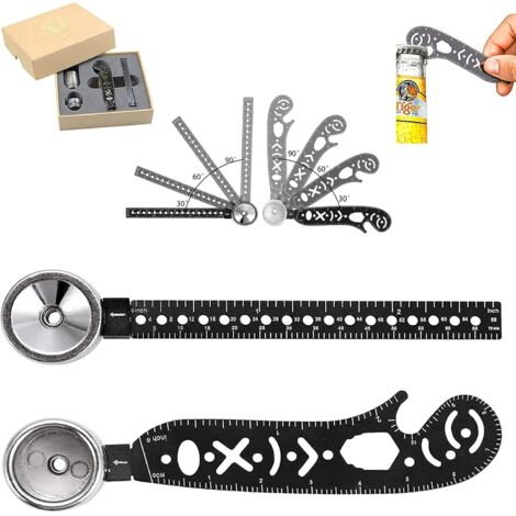 Herramienta de dibujo multifuncional, herramienta para dibujar círculos, regla metálica curva, herramienta versátil todo en uno, mini compás, transportador.