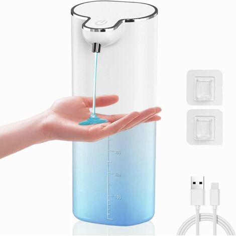 Dispensador automático de jabón, capacidad de 400 ml, apto para fregaderos de cocina, montaje en pared, 4 configuraciones posibles, tipo gel.
