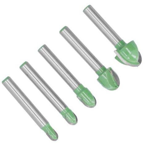 Juego de 5 fresas de ranurar de acero de tungsteno de dos filos y punta redonda para trabajos de carpintería CNC.