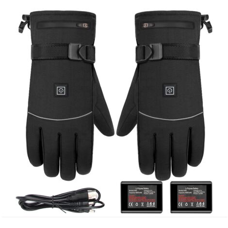 Guantes calefactables de invierno: compatibles con pantallas táctiles, resistentes al viento y al agua para motociclismo, esquí y actividades al aire libre, funcionan con pilas.