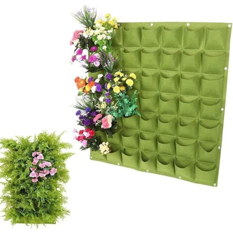 Bolsas de cultivo colgantes, macetero vertical de pared, bolsa de cultivo montada en la pared para decoración de plantas de interior y exterior, 49 bolsillos