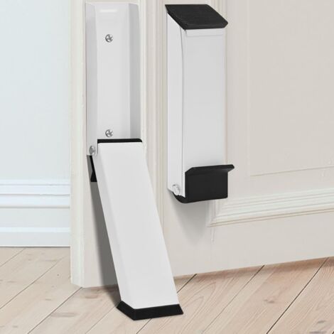 Tope de seguridad para puertas, acero inoxidable, autoadhesivo, no requiere taladrar, apto para puertas de interior y de dormitorio – blanco