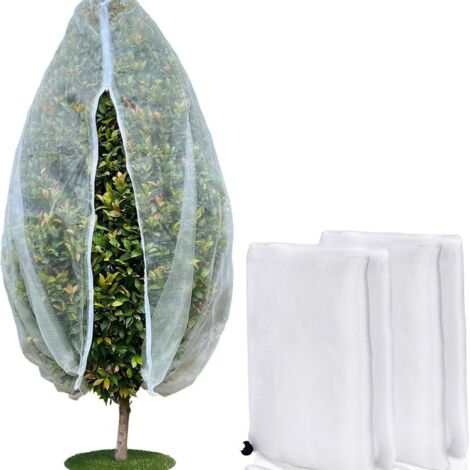 Malla antiinsectos, bolsas para plantas, con cordón y cremallera, malla para pájaros para huertos, 120150 cm, 2 unidades.