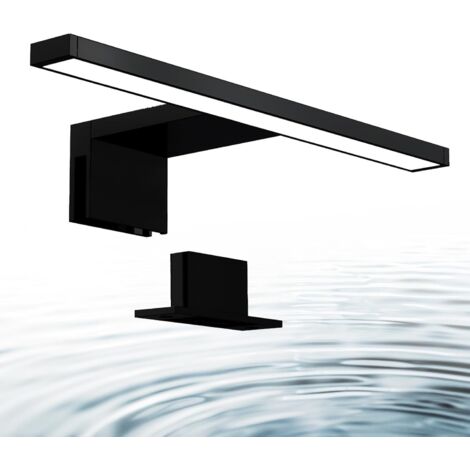 Lámpara LED para espejo retrovisor - IP44 - 300x103x36mm - Cromada - 4000K - 5W - 550lm - No regulable - Con fijación para espejo retrovisor, color negro.