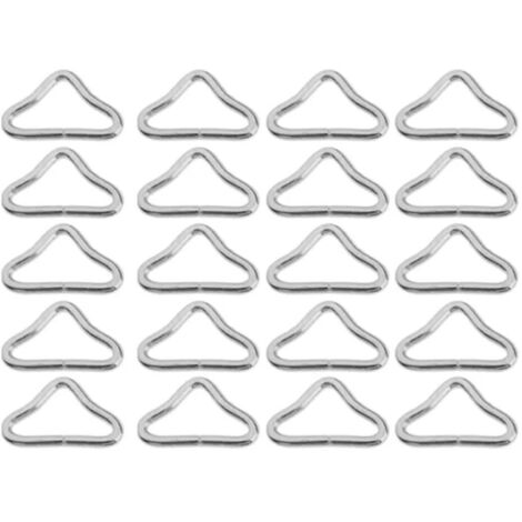 Resorte de trampolín, hebilla triangular de trampolín, anillos en V de acero inoxidable para trampolín, hebilla triangular para sujetar pulseras, 20 unidades