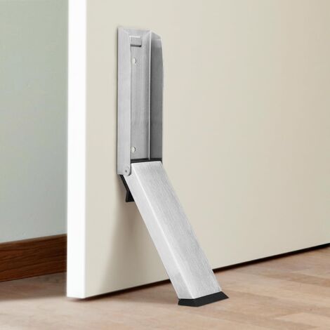 Tope de seguridad para puertas, de acero inoxidable, autoadhesivo, no requiere taladrar, apto para puertas de interior y puertas de dormitorio – color plata.