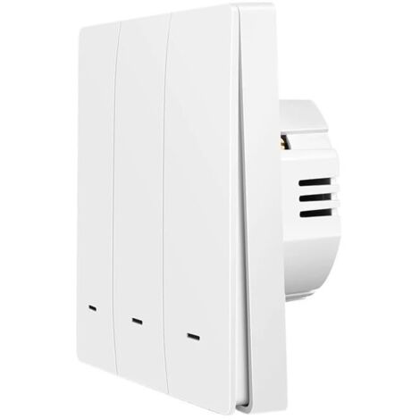 Interruptor de pared inteligente con pulsador, control inalámbrico del neutro, temporizador remoto mediante aplicación (3 botones, neutro inalámbrico)