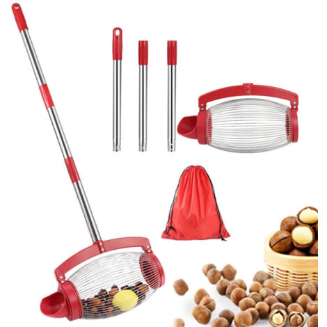 Cosechadora de nueces, herramienta para recoger nueces con mango largo, cosechadora de pacanas, cosechadora de nueces con ruedas, cosechadora de nueces de jardín