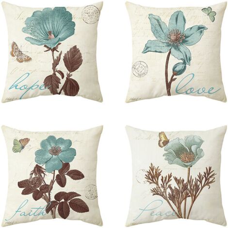 Funda decorativa para cojín de exterior, 45x45 cm, impermeable, con estampado de mariposas, ideal para patio, jardín y flores.