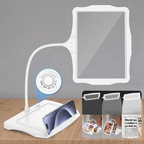 Lupa recargable por USB para lectura y reparación, tubo ajustable, luz LED, ideal para proyectos de bricolaje, aumento de 3x, color blanco.