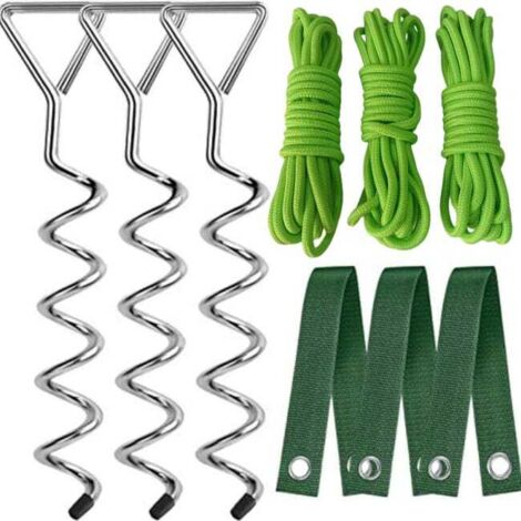 Juego de 3 estacas y soportes para árboles inclinados, trampolines, tiendas de campaña, estacas de árbol en espiral de alta resistencia, estacas de jardín de metal