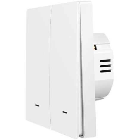 Interruptor de pared inteligente con pulsador, control inalámbrico del neutro, temporizador remoto mediante aplicación (2 botones, neutro inalámbrico)